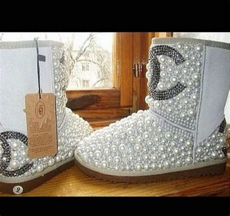 coco chanel pearl ugg boots|Chanel high boots sale.